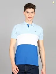 Allen Solly Men Colorblock Polo Neck Cotton Blend White T-Shirt