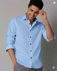 GLeo Men Slim Fit Solid Spread Collar Casual Shirt