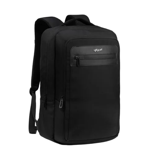 F Gear Kingsley 24L Premium Black Tech Laptop Backpack with Type-C Charging Port|2 Compartments, 1 Front Pockets & 1 Hidden Pocket|Fits 17-inch Laptop|Executive & Travel Bag|Men & Women