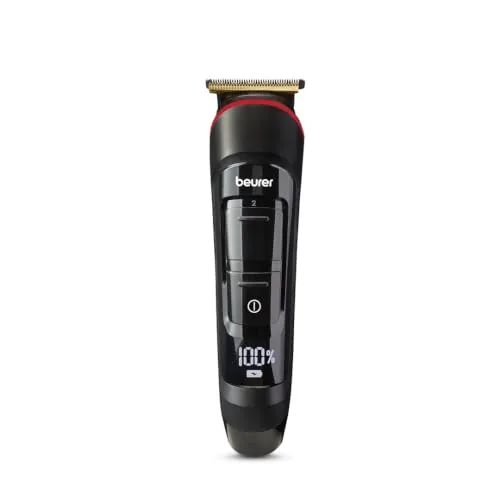 Beurer MN9X Multigroomer Men's Trimmer|Stainless Stee1 Blade with Titanium Coating|11-in-1 Complete kit for Beard,Hair,Ear,Nose|Waterproof|Battery Operated|90Min Runtime|Black