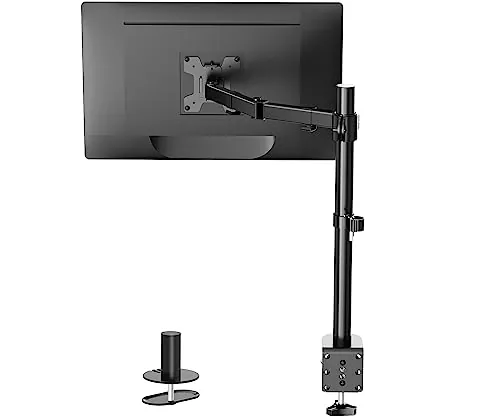 WALI Single Monitor Mount, Single Arm Desk,Desk Stand, Holds Screen Up to 32inch, 22lbs, Adjustable with C-CLAMP Designed for Home Office Application(M001), Black