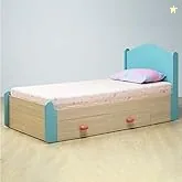 Smartsters Single Bed with Storage for Kids | Engineered Wood | Double Drawers | Soft Edge | Secret Den Child-Friendly Design | Marine Teal | 40 x 81