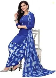 ANIRAV Unstitched Crepe Salwar Suit Material Checkered