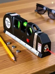 AncientKart Laser Level Line Laser Tape Ruler Adjusted and Metric Rulers Level Pro 3 Standard Cross Line 8 feet Measure Tape Ruler Tool Adjusted Non-magnetic Electronic Level (250 cm)