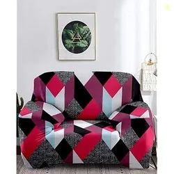 Cortina Sofa Cover Single Seater | Geometry Print | Polyester Spandex Fabric | Machine Washable | Couch Covers, Suitable for Home, Office, Functions |