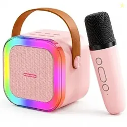 MiniExplorer Rechargeable Wireless Mini Portable Bluetooth Karaoke Machine | Bluetooth Speaker with Microphone & LED Lights - Kids Music Singing Toys for Girl Boy Birthday Gift Ideas