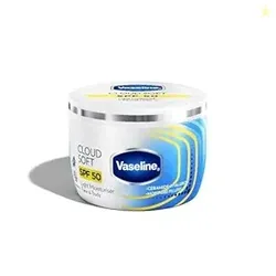 VASELINE Cloud Soft SPF 50 PA ++++ Light Moisturiser, 200 ml, for Soft and Bouncy Skin, with Ceramides & Hyaluron Moisture Fillers, Non-Sticky and Lig