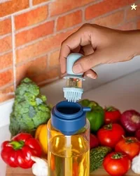 Clazkit Plastic Jar Oil & Liquid Storage Dispenser with Brush | Heat-Resistant, Food-Grade Safe, All-Purpose Cooking and Food Preparation Home & Resta