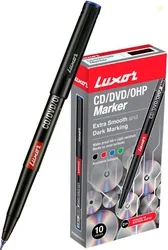 LUXOR Blue CD/DVD/OHP Marker (Set of 10, Blue)