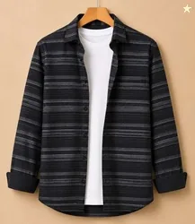 RODEIZ Men Slim Fit Striped Spread Collar Casual Shirt