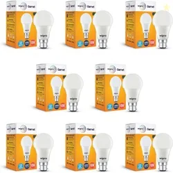 Wipro 10 W Basic Standard B22 LED Bulb White, Pack of 8
