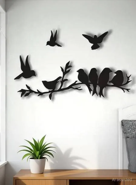VUF MDF Plaque Cutout Ready to Hang Home Office Decor Wall Art (14 inch X 21 inch) Black