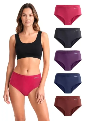 SWAGR 5 Pack Women's High Coverage Super Combed Cotton Hipster Panty Set | Powered by ZincShield Anti-Bacterial Tech | BreatheSoft Fabric | Size Medium | Dark Multicolor | SOXCO Style HP06