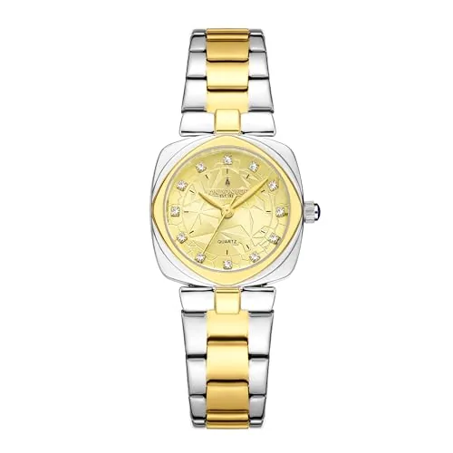 London Fog Salisbury Collection Watch for Women with Geometric Patterned Dial, Crystal Hour Markers and Stainless Steel Strap - LFW20001-22