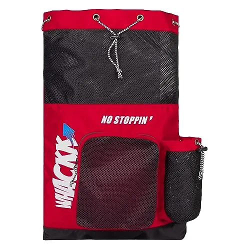 WHACKK Aqua Swimming Bag Red Black | Unisex Drawstring Swim Backpack with Wet Pocket & Dry Compartment | Beach, Gym & Pool Bag with Goggles Pocket