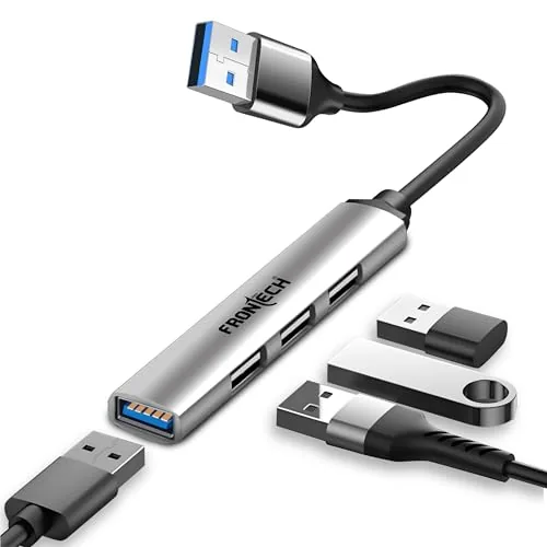 Frontech 4 in 1 Slim Multiport HUB Dock,1XUSB 3.0, 3X USB 2.0,Compact Metal Design, Upto 5 Gbps High Speed Data Transfer for Desktop,Laptop,Tablet etc, Multi OS Compatible (NC-0042)