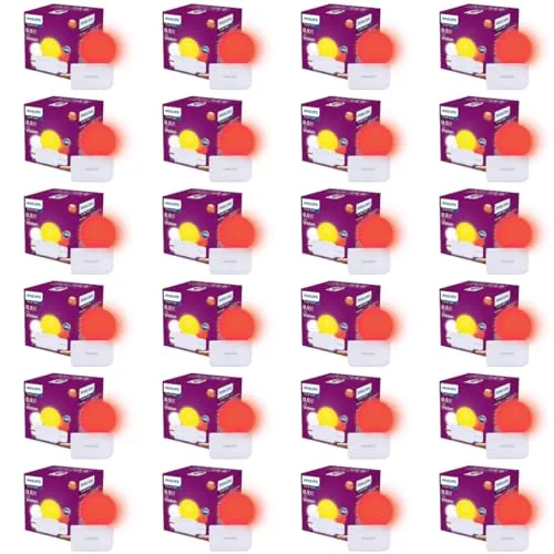 Philips 0.5W LED Bulb Red | Joy Vision Plug-and-Play LED Night Lamp | Night Light for Bedrooms & Corridors | 2-Pin Socket | Energy Saving, Long Life | Pack of 24