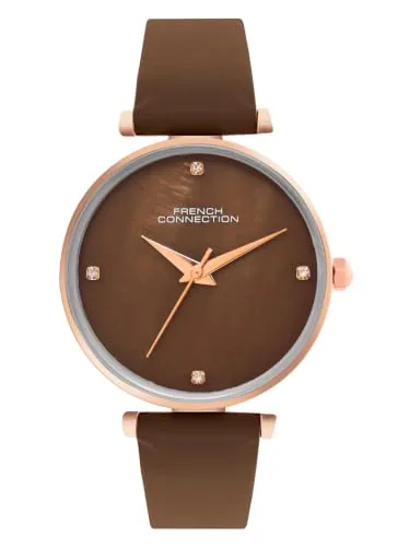 French Connection | Brown Mother of Pearl dial | Brown Leather Strap | Quartz Watch for Women - FCN0147BRL