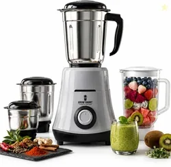 Growsmart Powerful HydroGrind Heavy Duty Copper Motor 750 W Juicer Mixer Grinder HydroGrind 4 Jar | 4 Jars | Grey Black