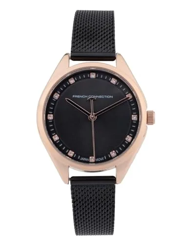 French Connection Lune Black Oval Dial Womens Analogue Watch FCK4BM