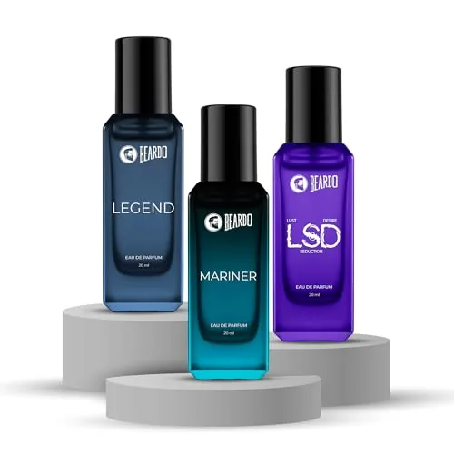 Beardo The Hero Edit- LSD, Mariner & Legend Perfume for Men (20ml x 3) | Long Lasting Fragrance | Long Lasting Perfume for Men | Gift for Men | Gift for Friend
