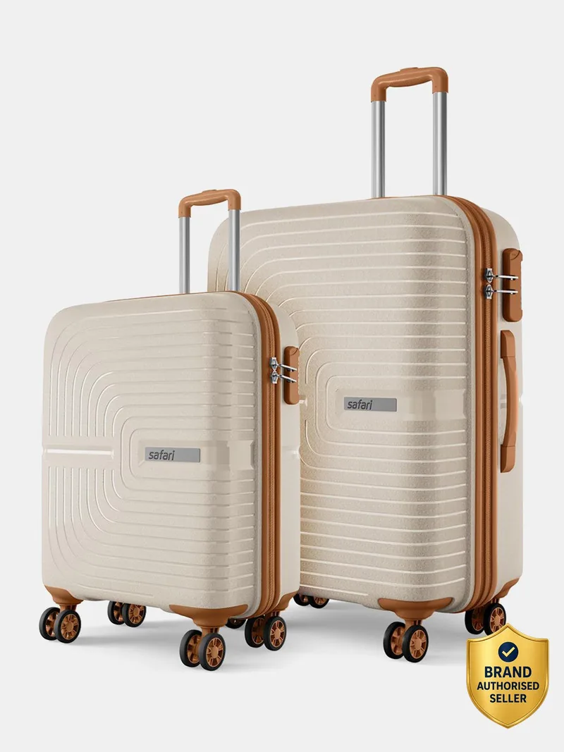 SAFARI Hard Body Set of 2 Luggage 8 Wheels - Eclipse Neo 55/66 4W Luxury Beige - Beige