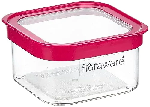 Floraware Food Safe Plastic Multiuse Square Fit-Lock Airtight Storage Jar, Containers for Kitchen Storage Set I Grocery Kitchen Container Set I Multipurpose Jar,450 ml, set 1 BPA free, Pink
