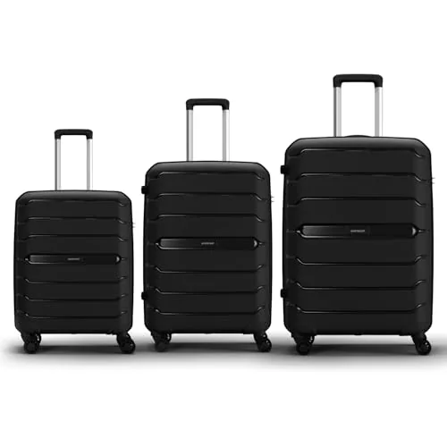 Aristocrat Liberty Set of 3 (Cabin+Medium+Large) Trolley Bags, Jet Black