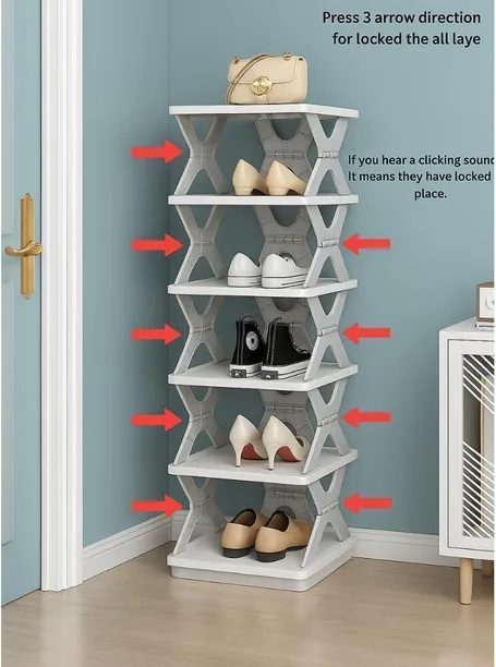 STELITE shoe rack,shoe stand for home,shoes stands,foldable shoe rack,shoe rack foldable Plastic Shoe Stand GREY, 5 Shelves, DIY(Do-It-Yourself)