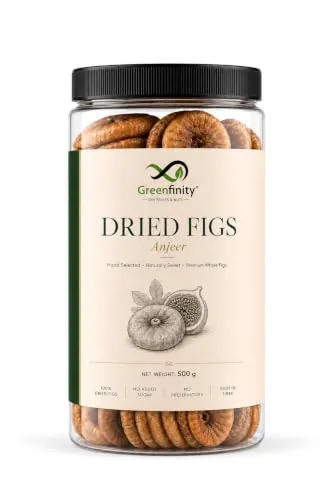 GreenFinity Premium Anjeer 500g | Whole Dried Figs | Naturally Sweet & Soft | High Fibre Dry Fruit | Healthy Snack for Daily Use | Fresh Resealable Pack
