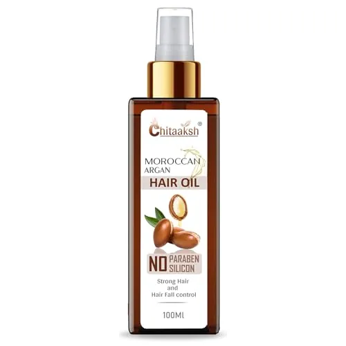 Chitaaksh Argan Hair Oil, Strengthens Dull & Dry Hair, Controls Hair Fall & Promotes Growth, Paraben & Sulphate Free, Vegan, Red, 100 ml