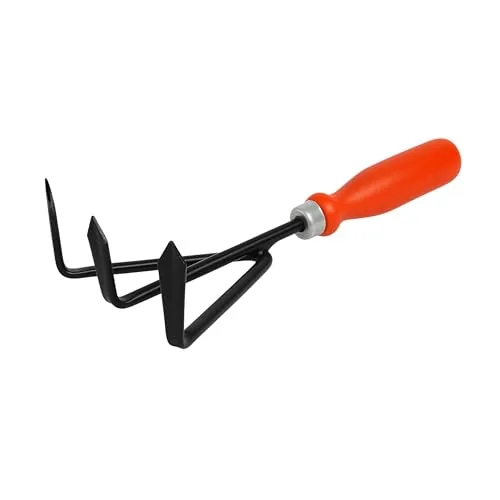 Ocean Mart Hand Cultivator - 1 PC | Agriculture Tool for Home Gardening | Farming Tiller for Plants in Garden Durable Hand Cultivator (Red Handle, Black Metal)