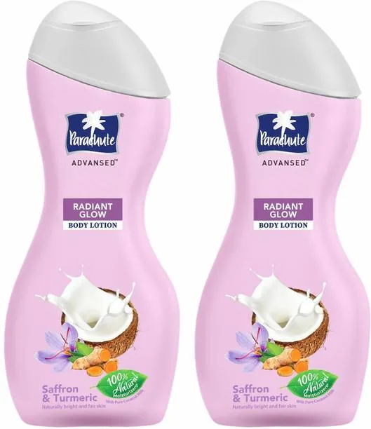 Parachute Advansed Radiant Glow Body Lotion with Saffron & Turmeric ( 2 Pack, 400ml Each) 800 ml