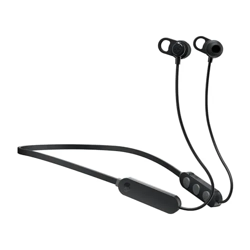 Skullcandy Jib+ in-Ear Wireless Earbuds, Microphone, Splash Resistant, Call, Track, and Volume Control, Work with Android and iOS- Black