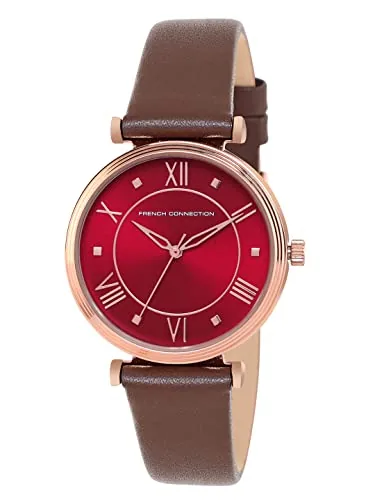 French Connection Women's Mirage Analog Watch Maroon Strap-FCP32BRL