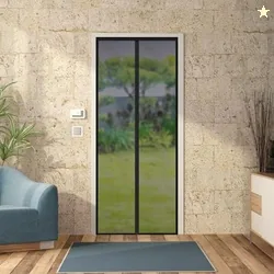 Amazon Brand - Solimo Fiberglass Magnetic Mosquito Net Screen Door - Hands Free Mesh Partition | Auto-Closing Insect Screen to Keep Bugs Out (210x100