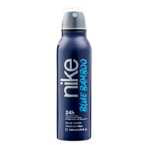 NIKE - Blue Bamboo 200 ml, Deodorant Man Spray, Anti-Stain Deodorant for All Skin Types, 0% Aluminium Salts, Long Lasting, Marine Woody Aromatic Fragrance