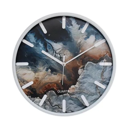 Amazon Brand- Solimo 12-Inch Analog Wall Clock – Ivory White Design, Premium Embossed Frame, Silent Movement