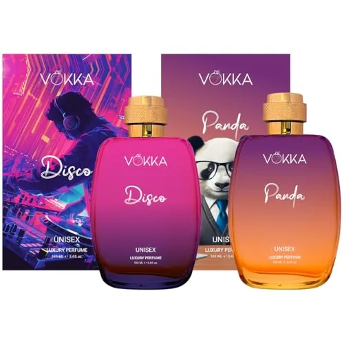 Vokka Disco & Panda 200 ml | Pack of 2 x 100ml Unique Unisex Luxury Long Lasting Ambery Leather Perfume Gift Set For Men And Women | Leather Scent Eau De Parfum | Notes: Amber Leathery