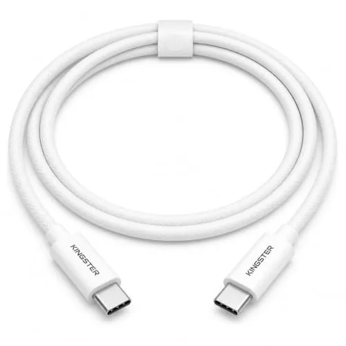 KINGSTER 60W USB-C to USB-C Cable, 1 Metre Nylon Braided PD Fast Charging and 480Mbps Data Transfer Cable for iPhone 15 and Later, MacBook, iPad and Samsung Galaxy