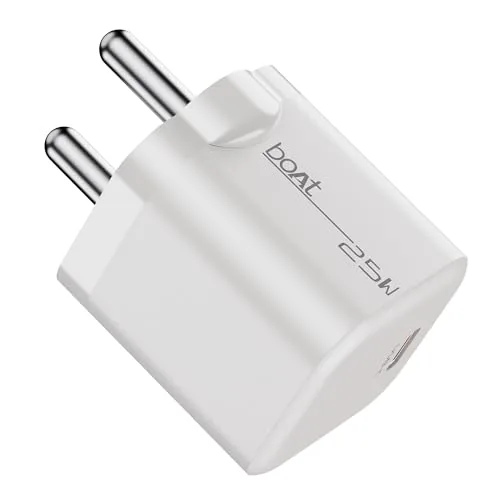 boAt 25W GaN Fast Charger for Samsung, Xiaomi & Android Users with Overheat/Overcharge Protection & Auto Detection with Type C to Type C Support (White)