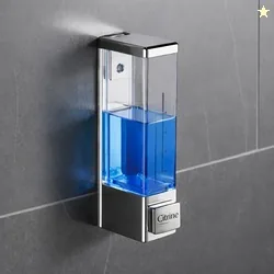 Citrine ABS Wall Mounted Handwash Dispensers for Bathroom Kitchen 350 ml 350 ml Liquid, Conditioner, Gel, Shampoo, Soap, Foam Dispenser Clear, Silver