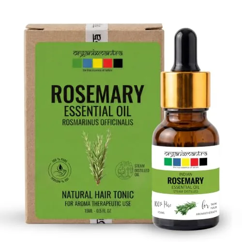 Organix Mantra Rosemary Essential Oil for Hair, Skin & DIY - 100% Natural & Steam Distilled Oil - 15ML