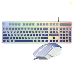 ZEBRONICS Wired Keyboard & Mouse Combo, 104-Key, 1200 DPI,  Key & Multimedia Controls, Ergonomic Mouse, 1.3m Cable, Multicolor LED (War 2, White + Bl