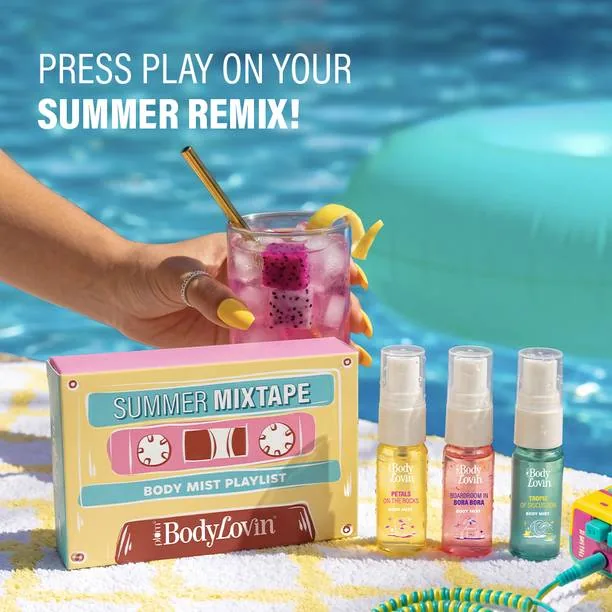 Plum BodyLovin' Summer Mixtape Body Mist Playlist Trio | Set of 3 - 5ml Body Mists Body Mist - For Men & Women 15 ml, Pack of 3