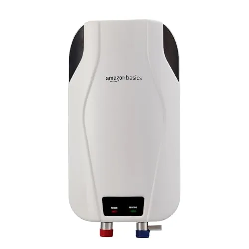 Amazon Basics 3L Instant Water Heater | 3KW | Geyser with PP Body & SS Tank | Corded Electric | Rust Proof | 4 Level Safety | White