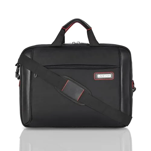 Lavie Sport Unisex Business Pro 15 Inch Laptop Briefcase Bag | Premium Business Briefcase & | Messenger Shoulder Bag With Detachable Strap | Durable Office Bag For Notebook/Macbook, Black