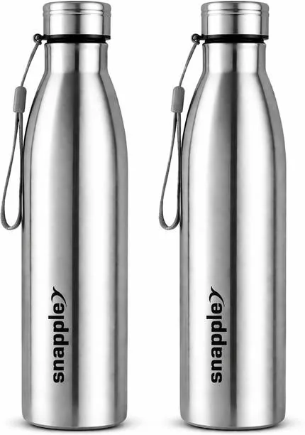 Snapple TAG Stainless Steel Water Bottle Single Wall ISI Certified 1000 ml Stainless Steel Bottle Pack of 2, Silver