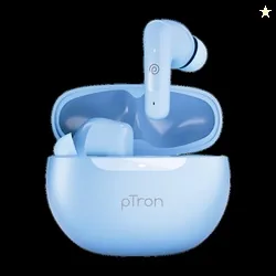 PTron Bassbuds Vibe w/ 34hrs Playtime, Mobile App, Clear Calls, 13mm Drivers,BT5.3 Bluetooth Headset Blue, True Wireless