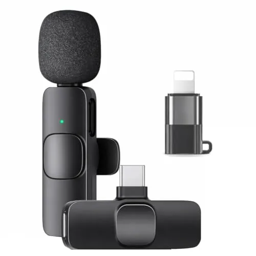 Kratos KMW01 Wireless Mic, Mic Wireless for YouTube & Video Recording, Mic with 3-Level Noise Reduction, LED Indicator, Type-C and for iPhone Plug & Play Connectors, Single Channel Microphone